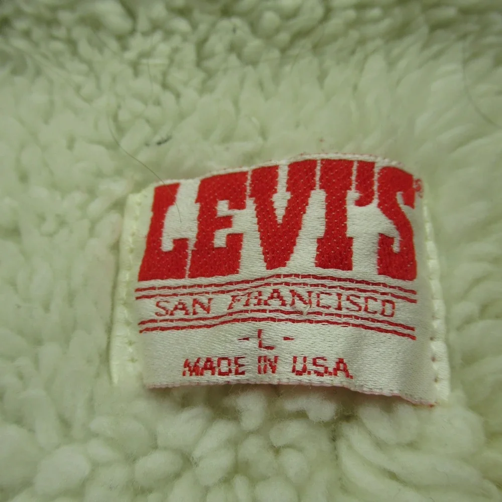 Levis Jacket Mens Large Light Wash Sherpa Lined Trucker USA VTG 80's FADE‎ Rare - Picture 4 of 15